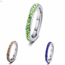 Acier inoxydable dames simples argent vert pierre femmes anneaux